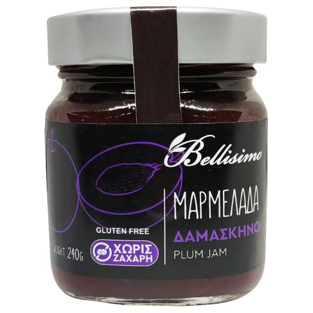 Pflaumenmarmelade zuckerfrei (240 g) für den Großhandel von Bellisimo Greek Products