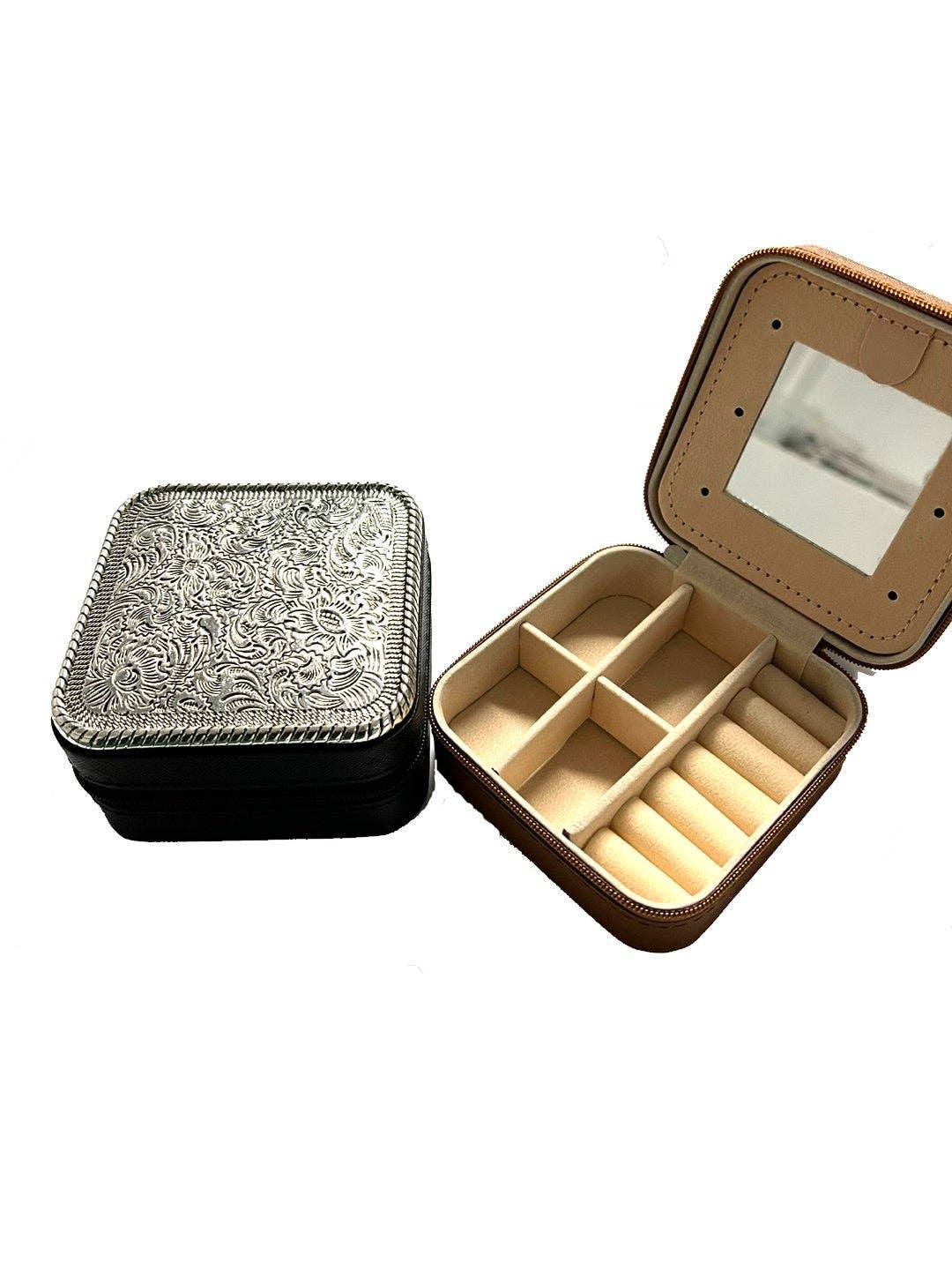 Snowing West - Wholesale Jewelry Box/Organizer - WESTERN ETCHED METAL PLATE JEWELRY BOX3
