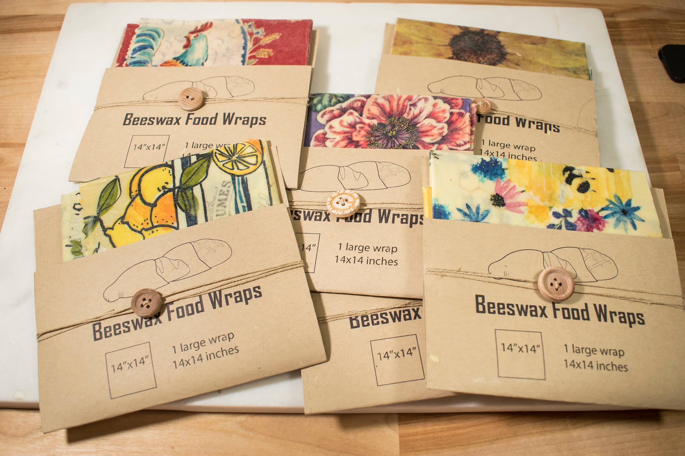 GreenLife Apothecary - Wholesale Zakje/kleedje voor voedsel - 1 grote bijenwas voedselwrap, willekeurig patroon, milieuvriendelijk1