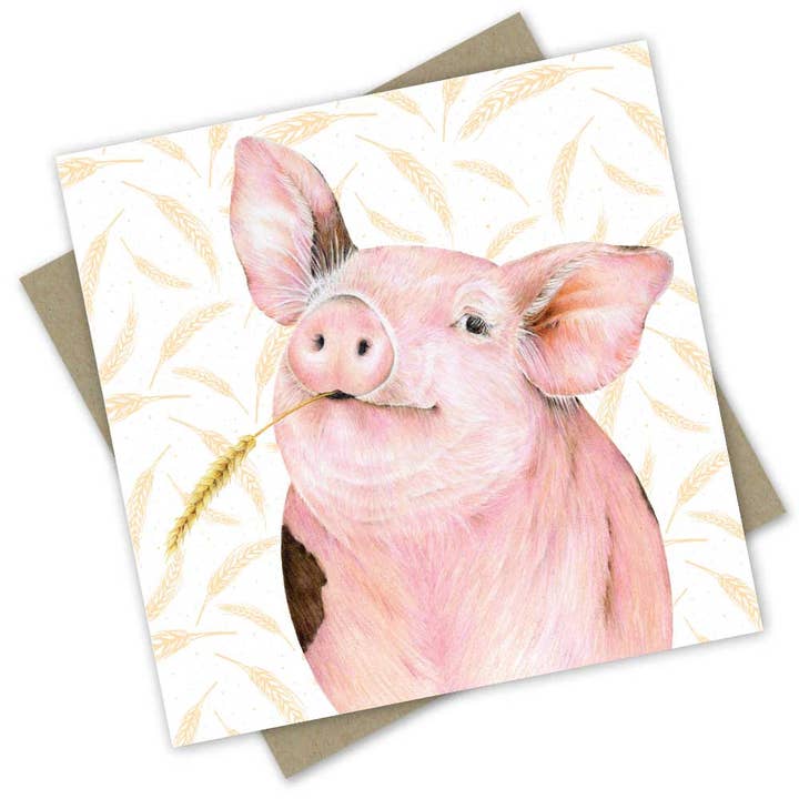 Popcorn Blue – Großhandel Grußkarten für den Alltag – Bauernhof-Freund: Herr Pickles die Schwein Grußkarte