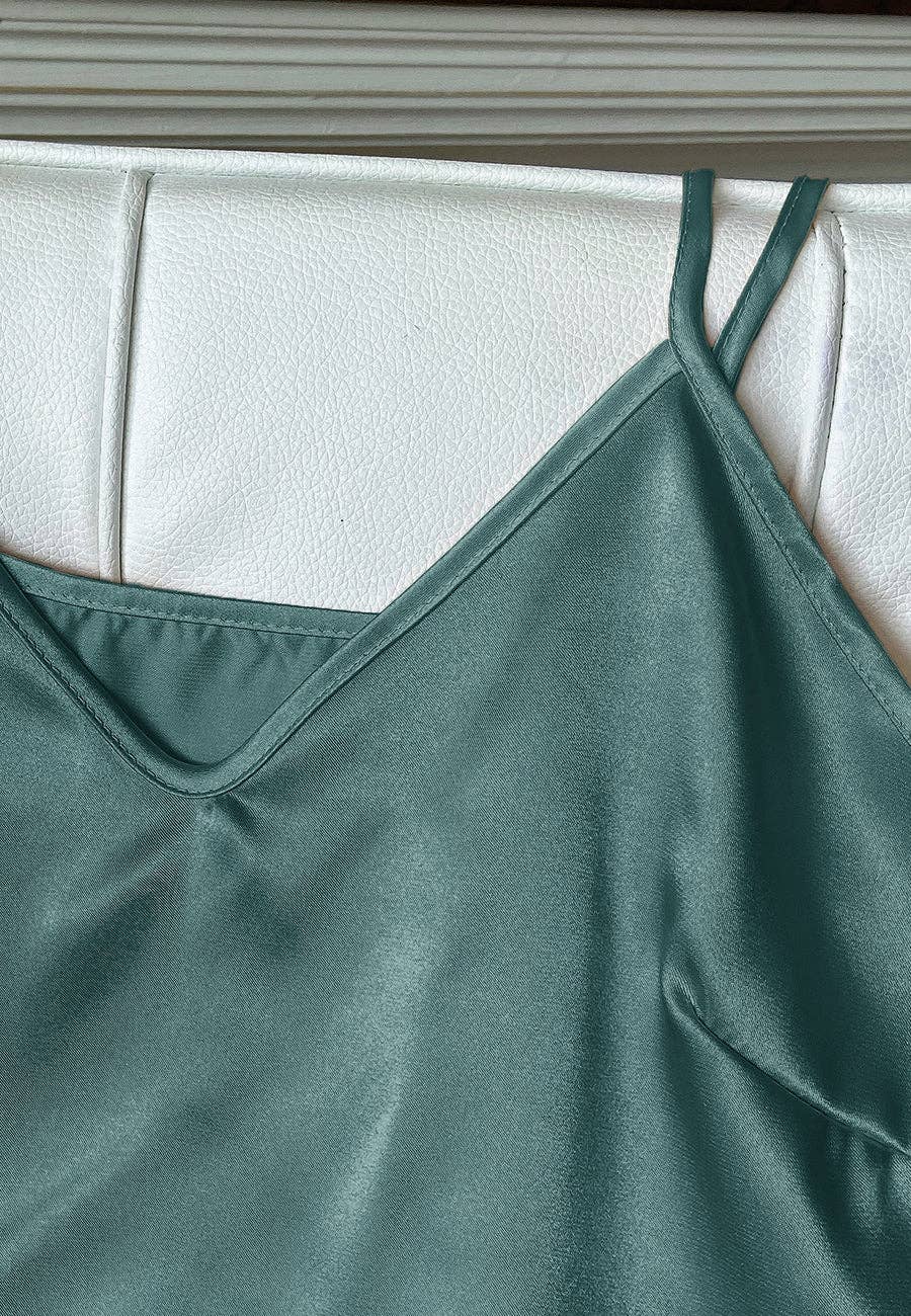 Anna Kaci Wholesale - Wholesale Lounge Set - Women's - Satin Tank and Ruffle Hem Shorts35