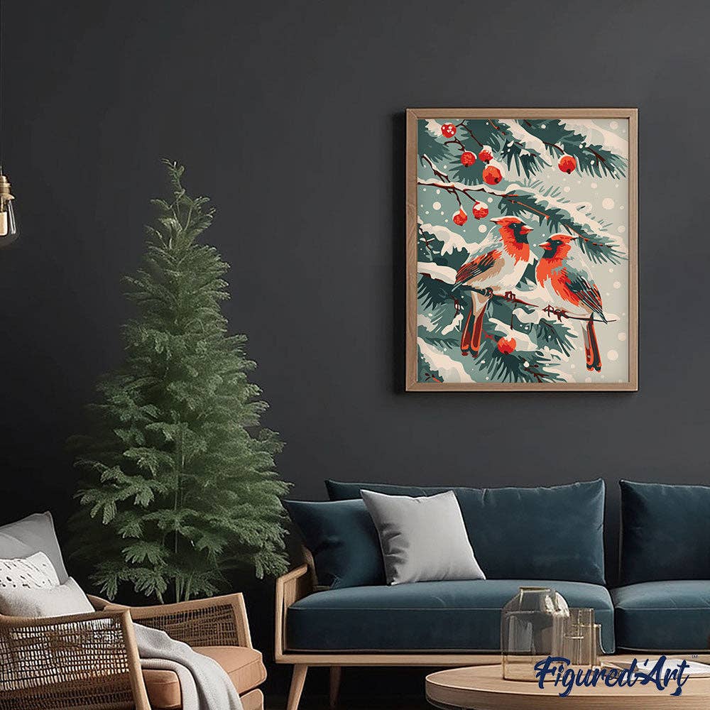 Figured'Art - Wholesale DIY Craft Kit - Paint by Numbers rolled - Winter Cardinals3