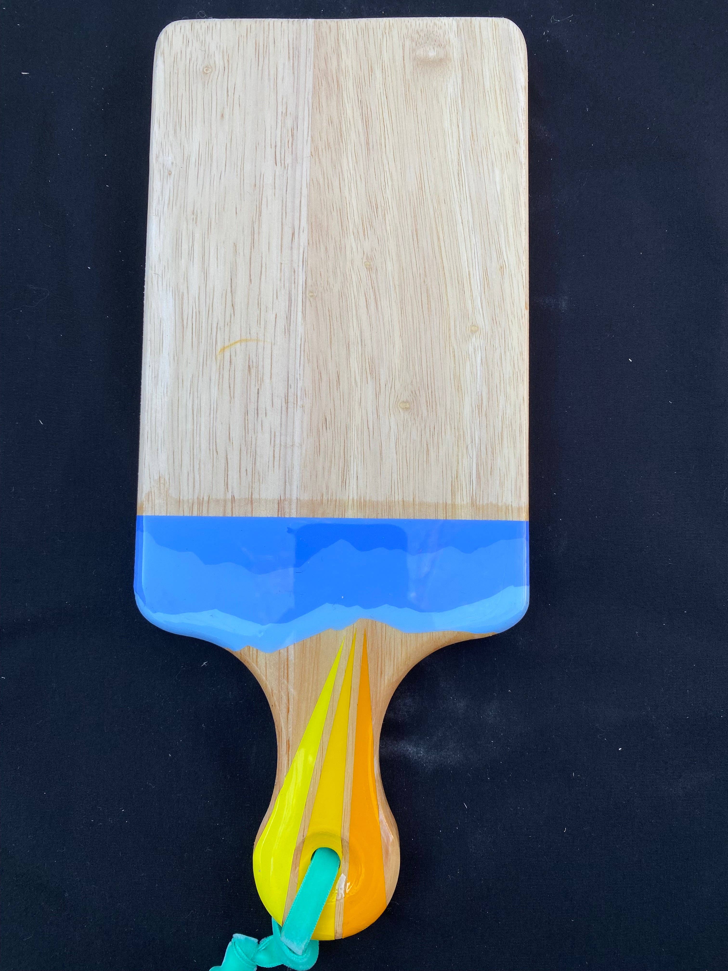 Artifacts of Joy - Wholesale Cheese Board - Charcuterie Board + Cheese Board + Cutting Board Gold Rainbow Sky Over Blue Clouds1