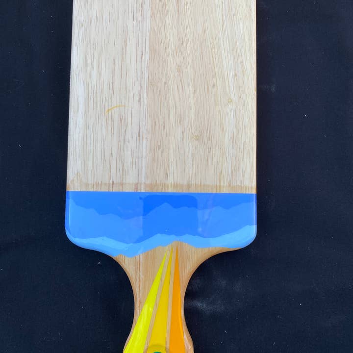 Artifacts of Joy - Wholesale Cheese Board - Charcuterie Board + Cheese Board + Cutting Board Gold Rainbow Sky Over Blue Clouds1