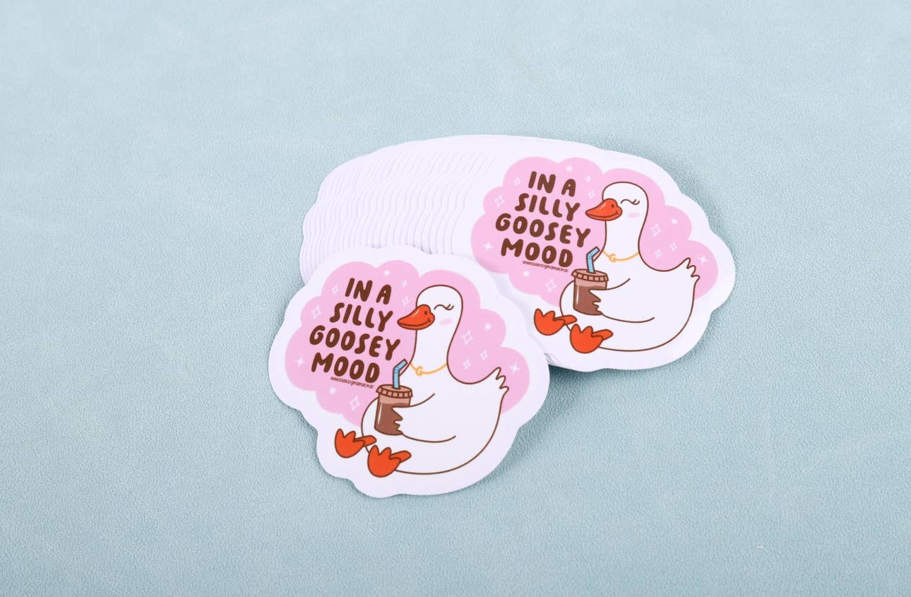 Desi design and chai - Wholesale Sticker - In a silly goose mode vinyl sticker 0