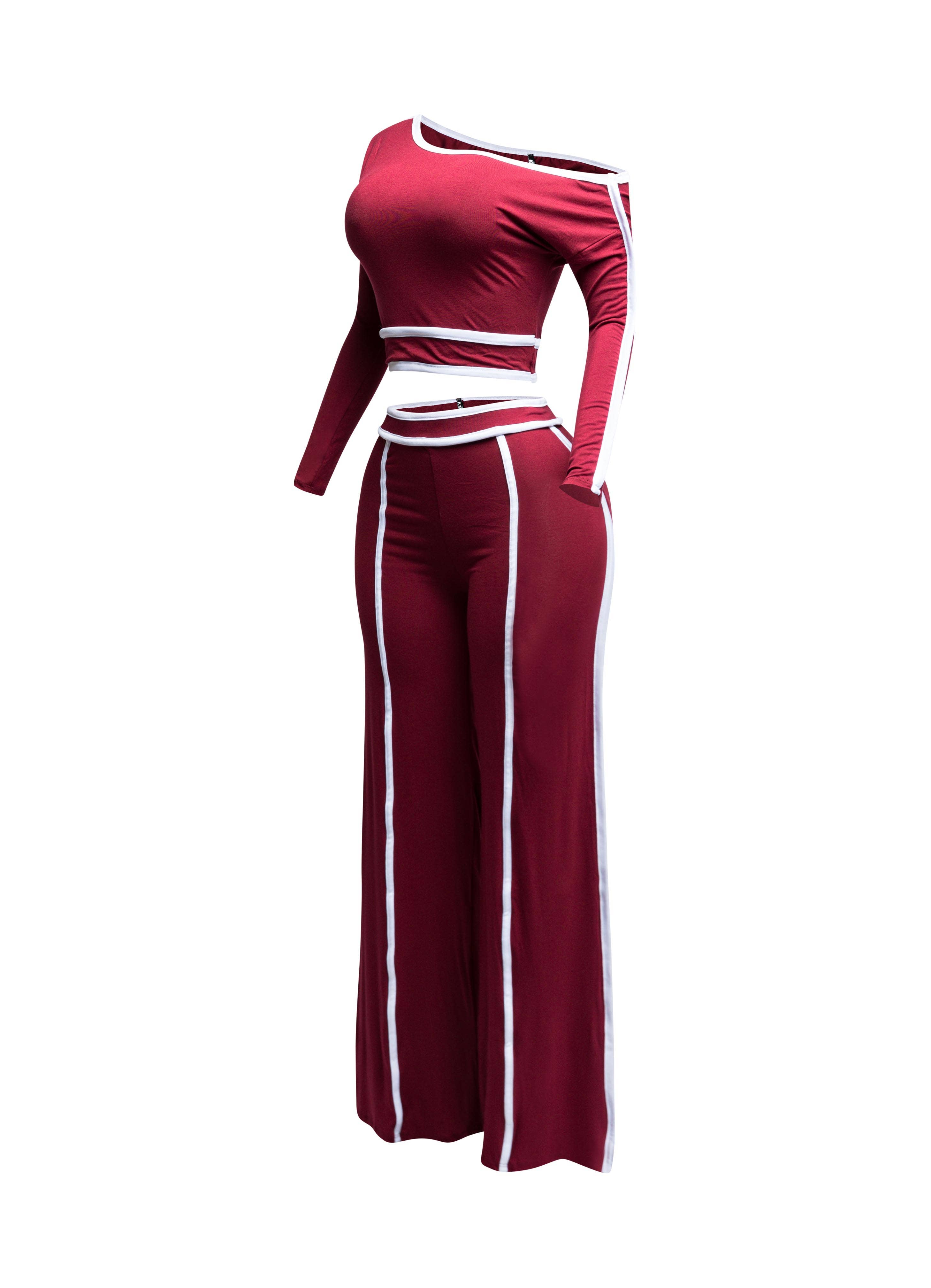 K Too - Wholesale Top & Pant Set (NOT Loungewear) - Women's - off shoulder long sleeve top with wide leg pants2