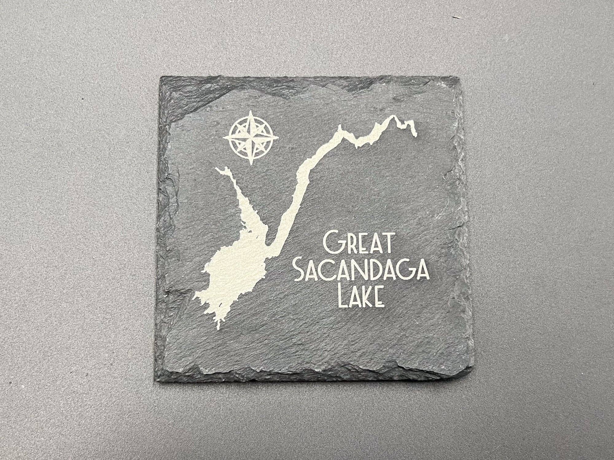 Adirondack Etching LLC - Wholesale Coasters - Make my Lake 4" Square Slate Coaster1