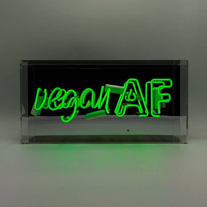 'Vegan AF' Acrylic Box Neon Sign for wholesale by Locomocean