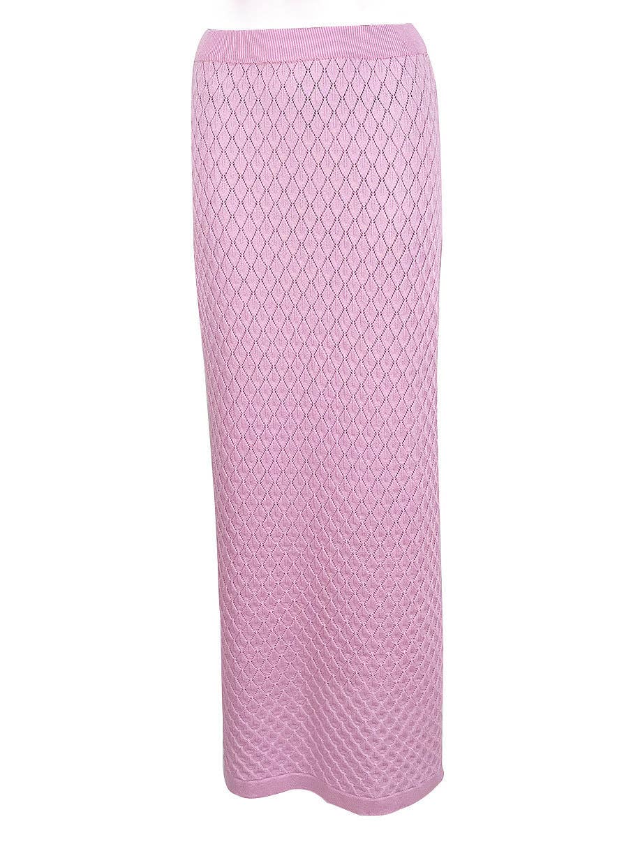 Set rosa Completo estivo chic Marayn: top corto lavorato a maglia e gonna lunga in vendita all'ingrosso su Faire3