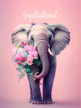 Tillykke Elefantkort for engroshandel hos Gewoon ZieZo