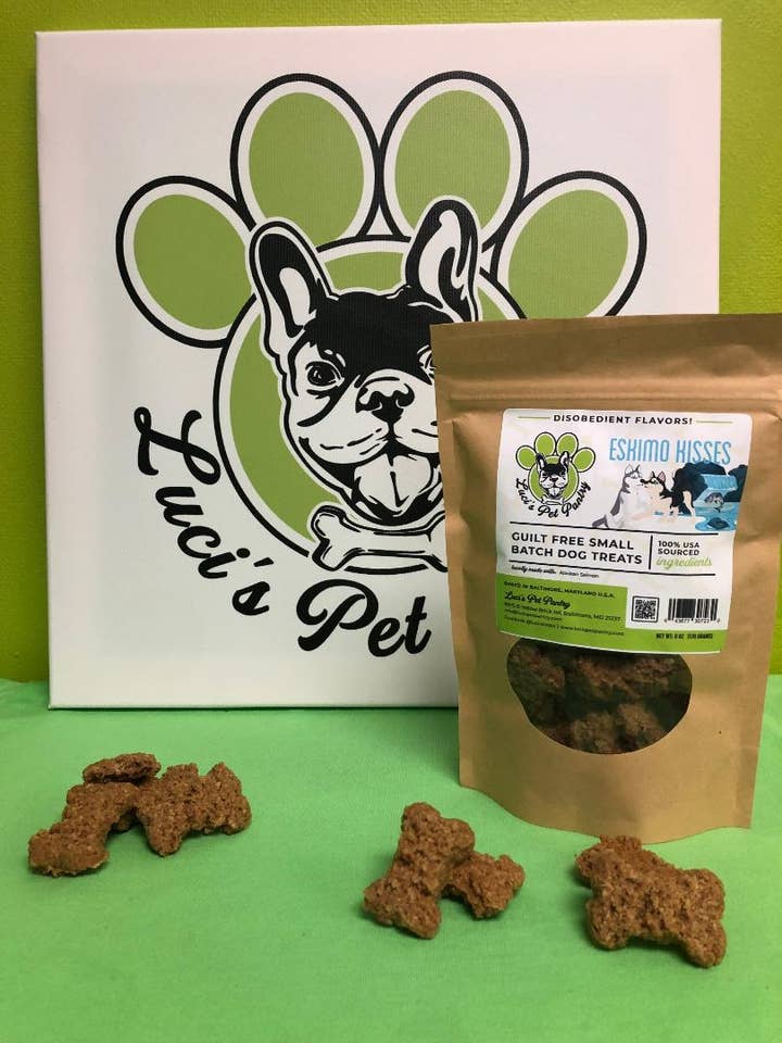 Eskimo Kisses Dog Biscuits 6 oz Treat Pouch - 12 Pack for wholesale by Luci's Pet Pantry