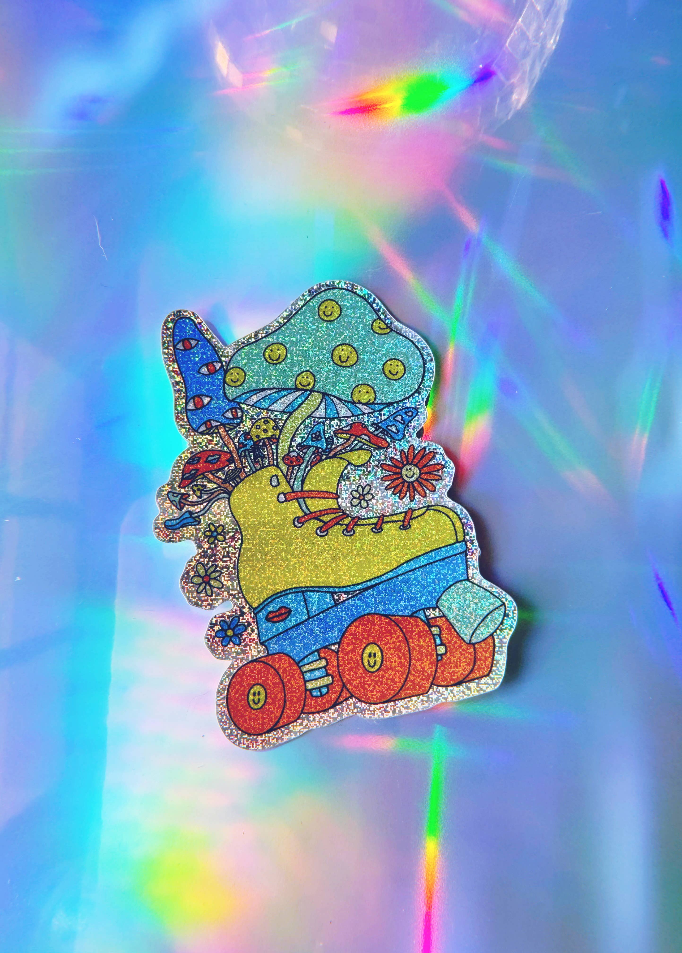 Create & Skate Factory - Wholesale Sticker - Mushroom Roller Skate Pixiedust Waterproof Vinyl Sticker1
