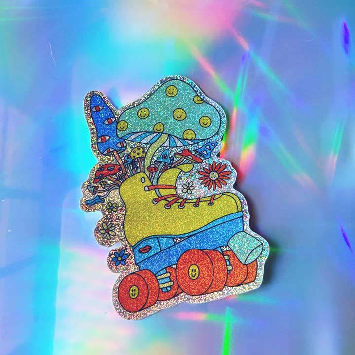 Create & Skate Factory - Wholesale Sticker - Mushroom Roller Skate Pixiedust Waterproof Vinyl Sticker1