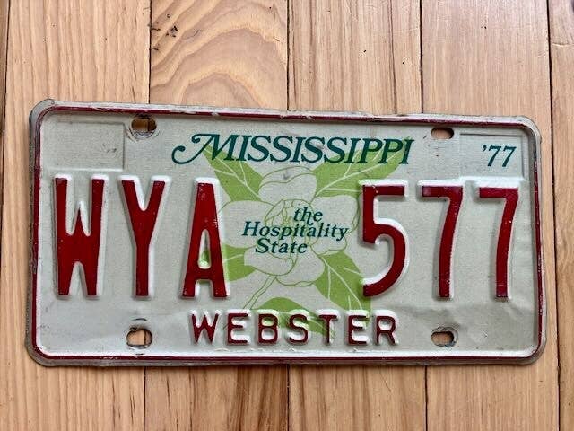 1977 Mississippi Webster County Kentekenplaat voor wholesale door RusticPlates