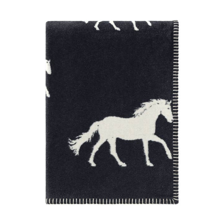 Horse Black Cotton Blanket for wholesale by JJ Textile
