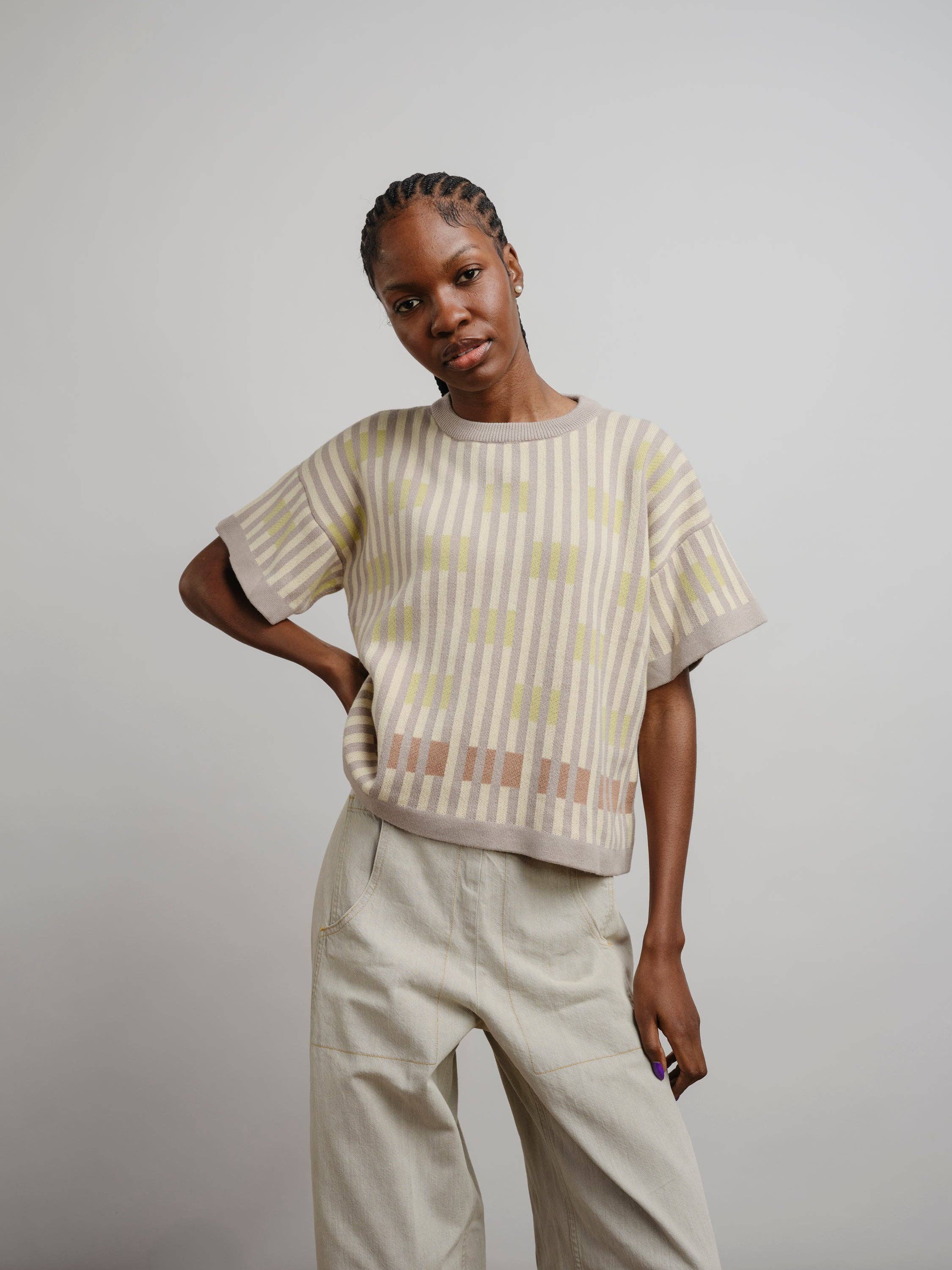 The Endery - Wholesale Knit Sweater - Women's - Bauhaus Short Sleeve Sweater Tee - Cumulus3