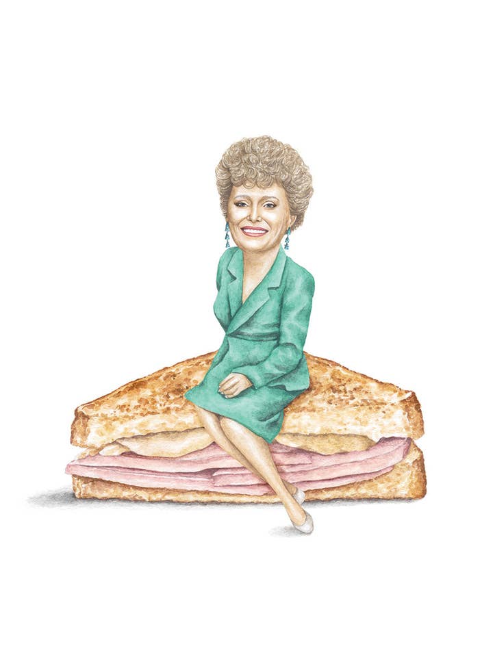 Rue McClanahan - Golden Girls - Impressão em aguarela por atacado de Celebs on Sandwiches