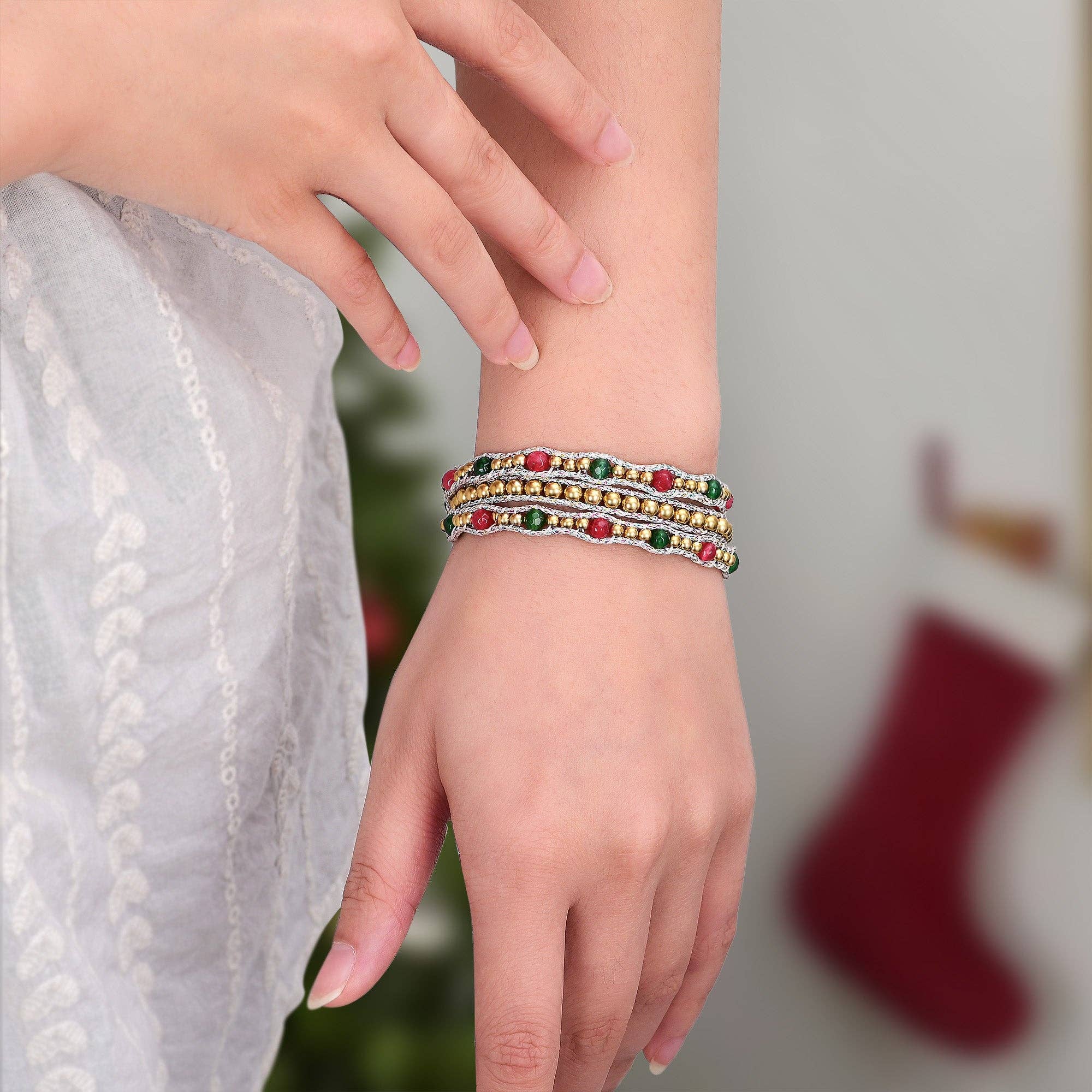 Cape Diablo - Wholesale Beaded Bracelet - Joyful Christmas Radiance Wrap Bracelet1