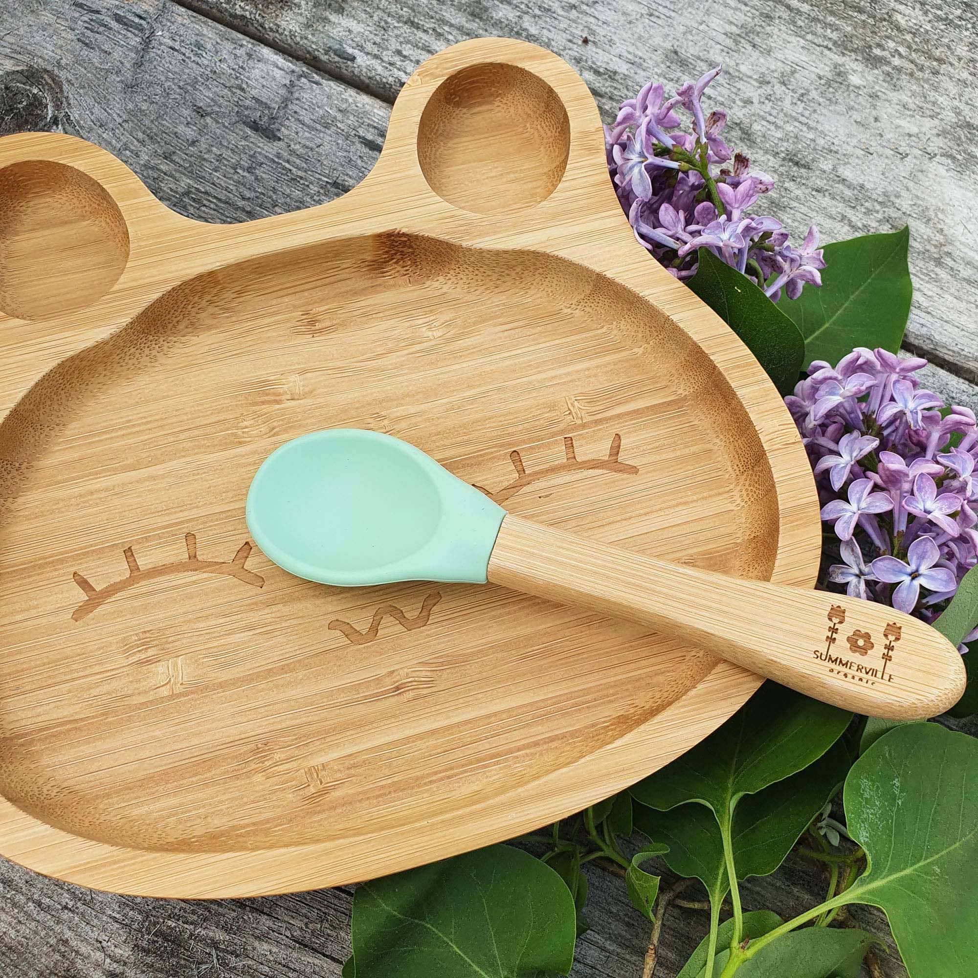 Summerville organic – wholesale Dinnerware set – Kids & Baby – Kids Bamboo Tableware Rabbit Cameo Green1