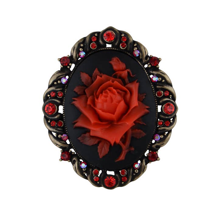 AK Brand - Wholesale Brooch - Vintage Antique Reproduct Rose Pink Flower Cameo Pin Brooch22