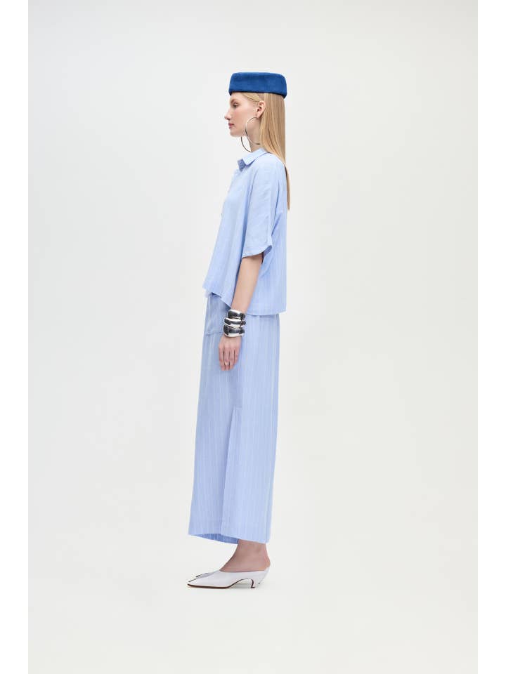 Fulmarix - Wholesale Blouse - Women's - Striped Linen Blend Shirt (3516); 19% Linen 81% Viscose2