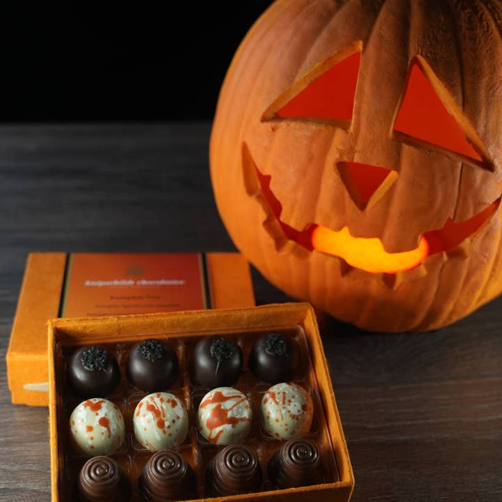 Pumpkin Trio Chocolate Truffle-12pc for wholesale by Knipschildt Chocolatier