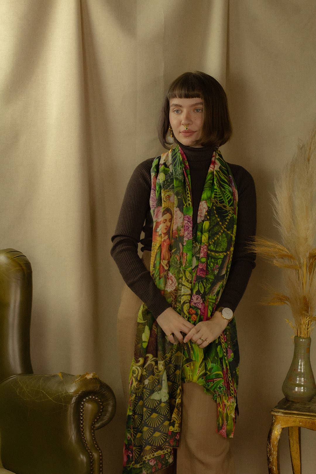 BROKANTE – wholesale Halsduk - Dam – Stor kashmirsjal 200x70cm, tryck MARIE2