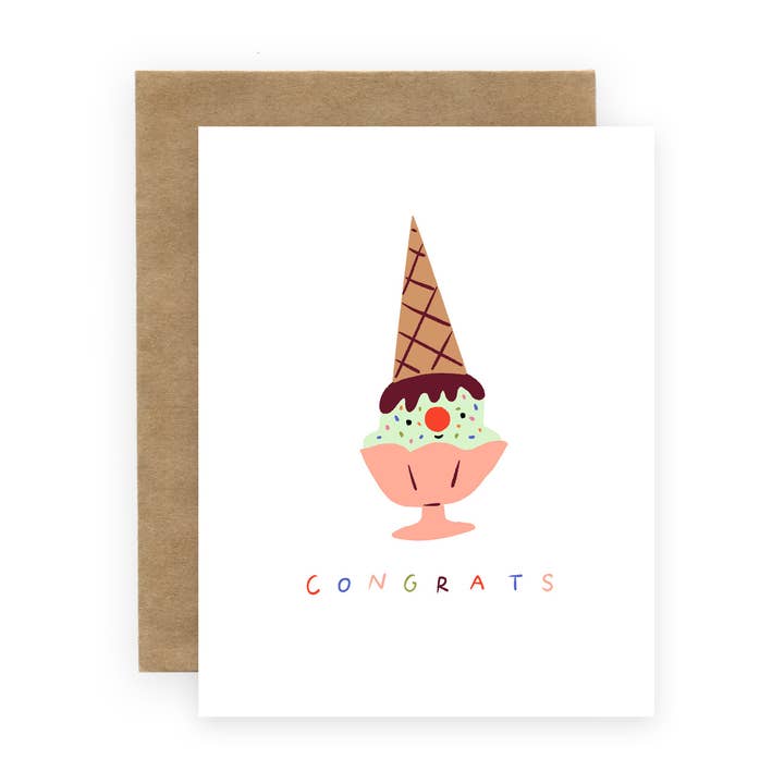 Congrats Sundae Card for wholesale by Laura Supnik