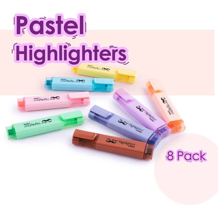 Mr. Pen – Großhandel Textmarker – Mr. Pen Textmarker in Pastellfarben, 8er-Pack, Keilspitze