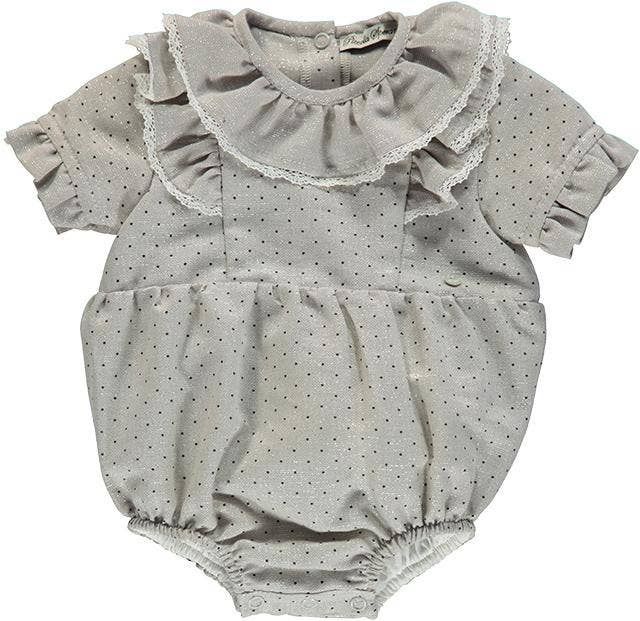 Gray Short-Sleeved Bodysuit With Black Dots for wholesale on Faire
