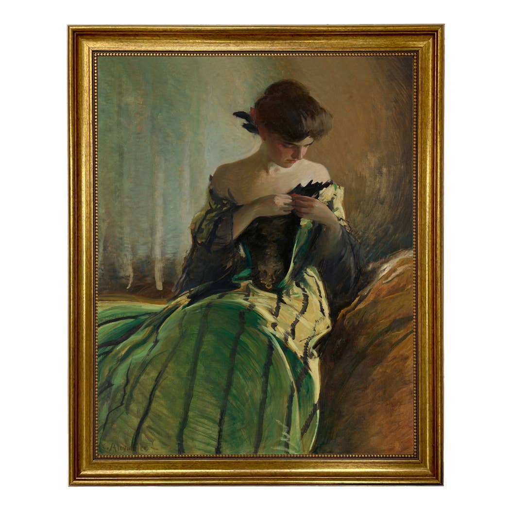 Madison Bay Co. - Historical Home Decor Reproductions - Vendita all'ingrosso Stampa artistica - Stampa su Tela Vintage di Donna in Abito Nero e Verde67