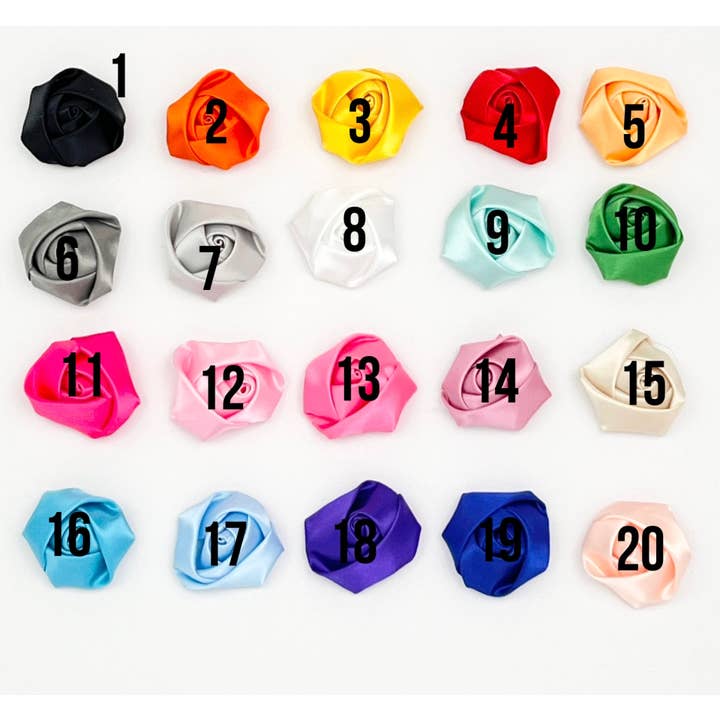 Jazy and Eve - Wholesale Hair Bow - Baby - Satin flower, rolled rosettes, fabric rose aplique1