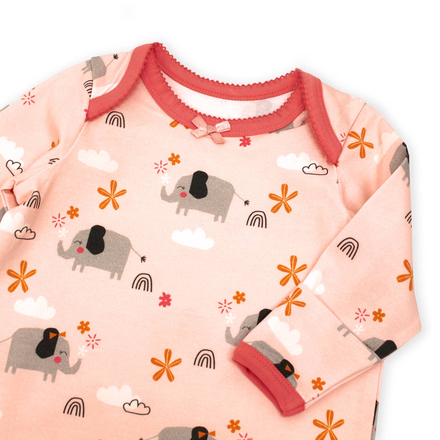 Corallo Abito da letto a kimono con elefante (cotone biologico) in vendita all'ingrosso su Faire1