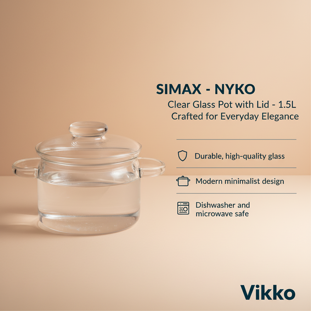 Kadra Kitchenware - Wholesale Cooking Pot - Simax - Nyko, Clear Glass Pot, with Lid, 1.5L3