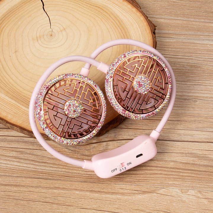 Ole - Wholesale Handheld Electric Fan - Ceramic Rhinestone Neck Fans CR00585