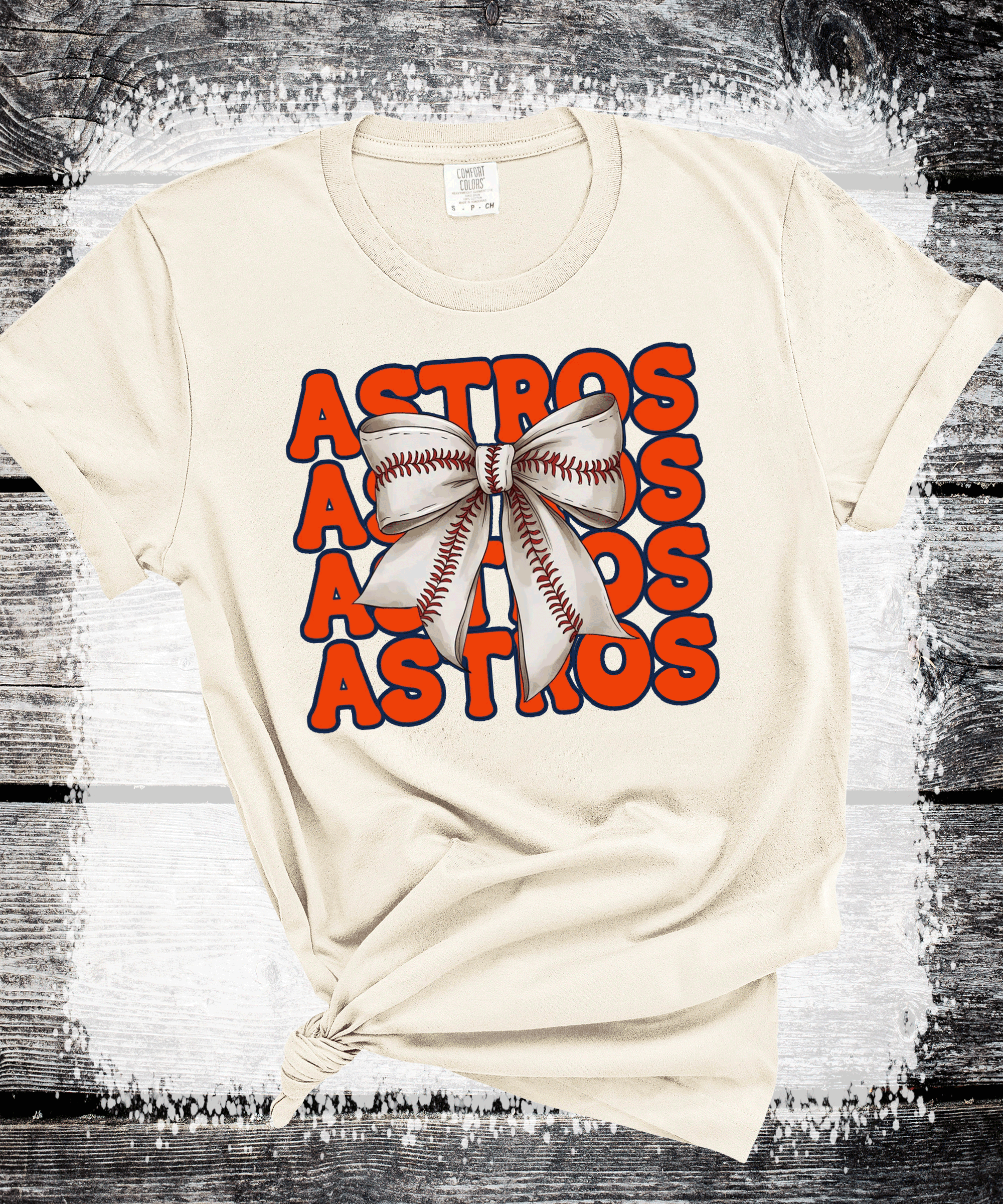 A Blessed Texas Mess Boutique - Wholesale T-Shirt (Graphic) - Women's - Astros Baseball Texas Little League Baseball coquette bow0