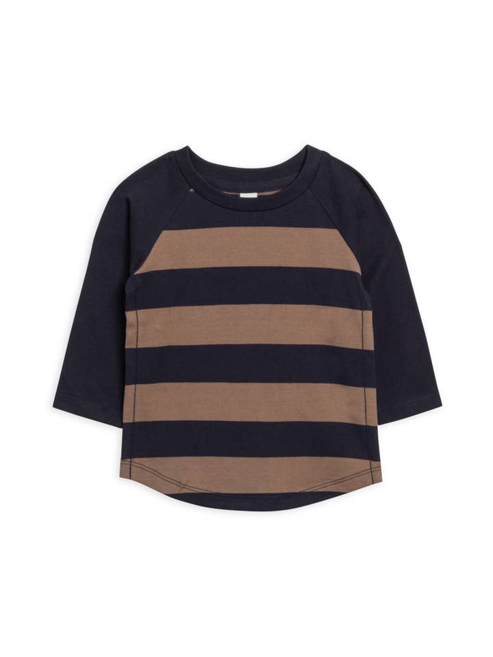 Colored Organics - Wholesale T-Shirt - Kids - Baby and Kids Louie Baseball Tee - Rugby Stripe/Navy + Taupe