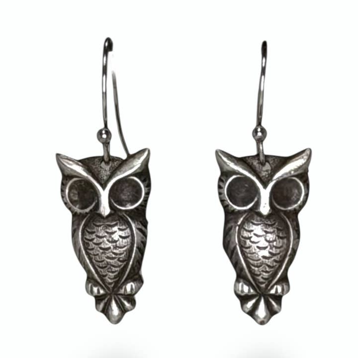 Owl Earrings - Heritage Impression Series for wholesale by Silver Borders
