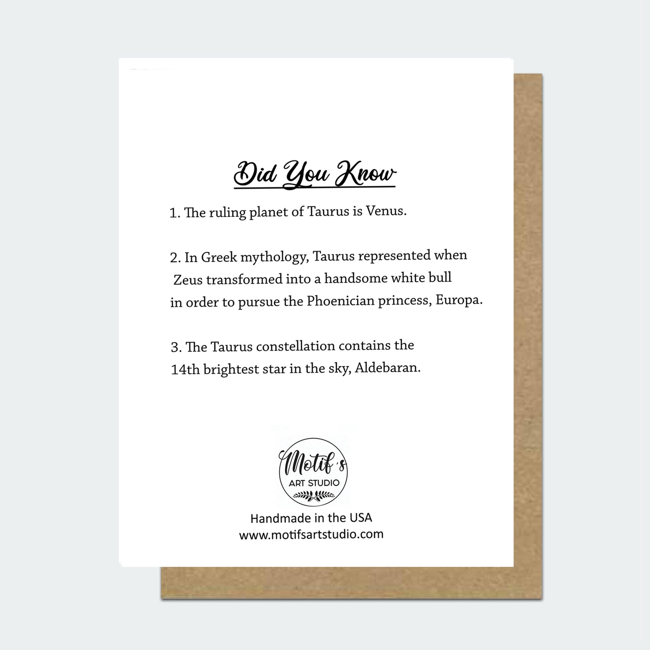 Motif's Art Studio - Venta al por mayor Tarjetas de cumpleaños - Tarjeta de cumpleaños de astrología Tauro1