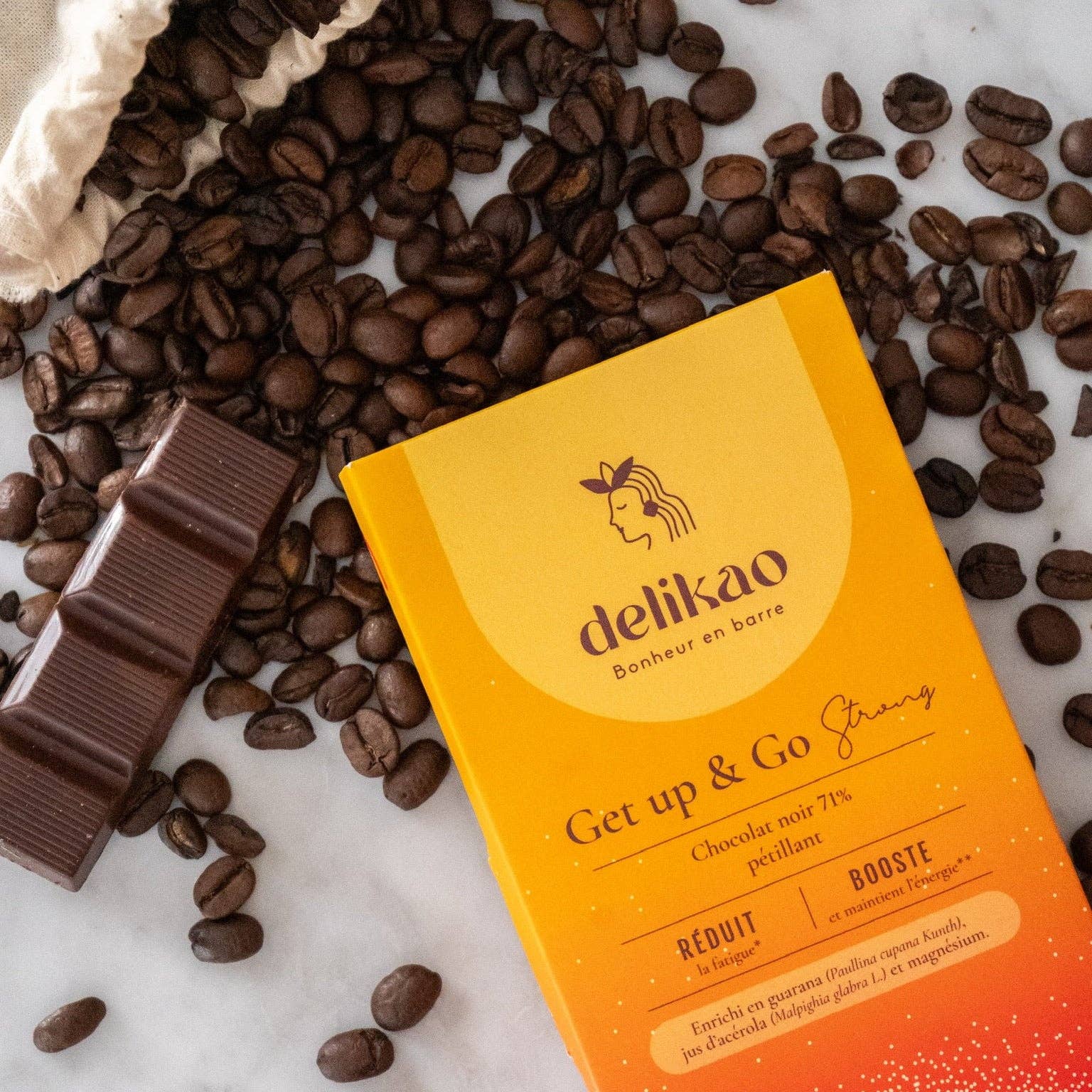 Delikao - Wholesale Chocolate Bar - Get up & Go Strong - Dark Energy Chocolate 71% Sparkling0