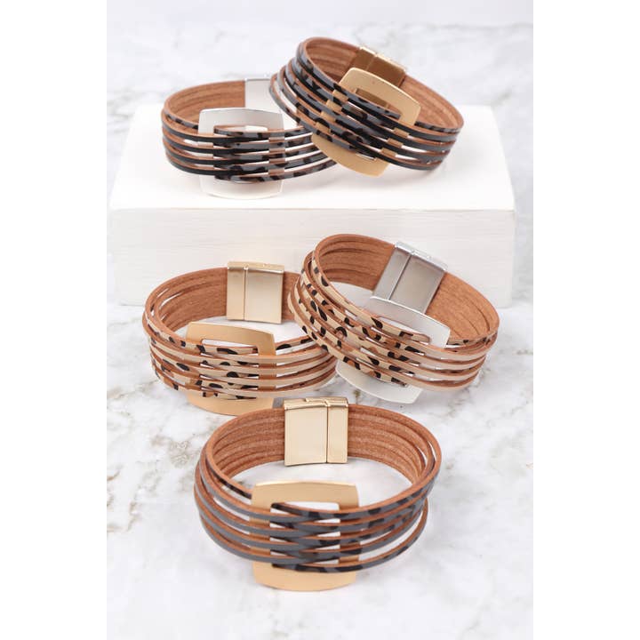 MYS Wholesale Inc - Wholesale Charm/Dangle Bracelet - Leopard Leather Open Box Charm with Magnetic Lock Bracelet2