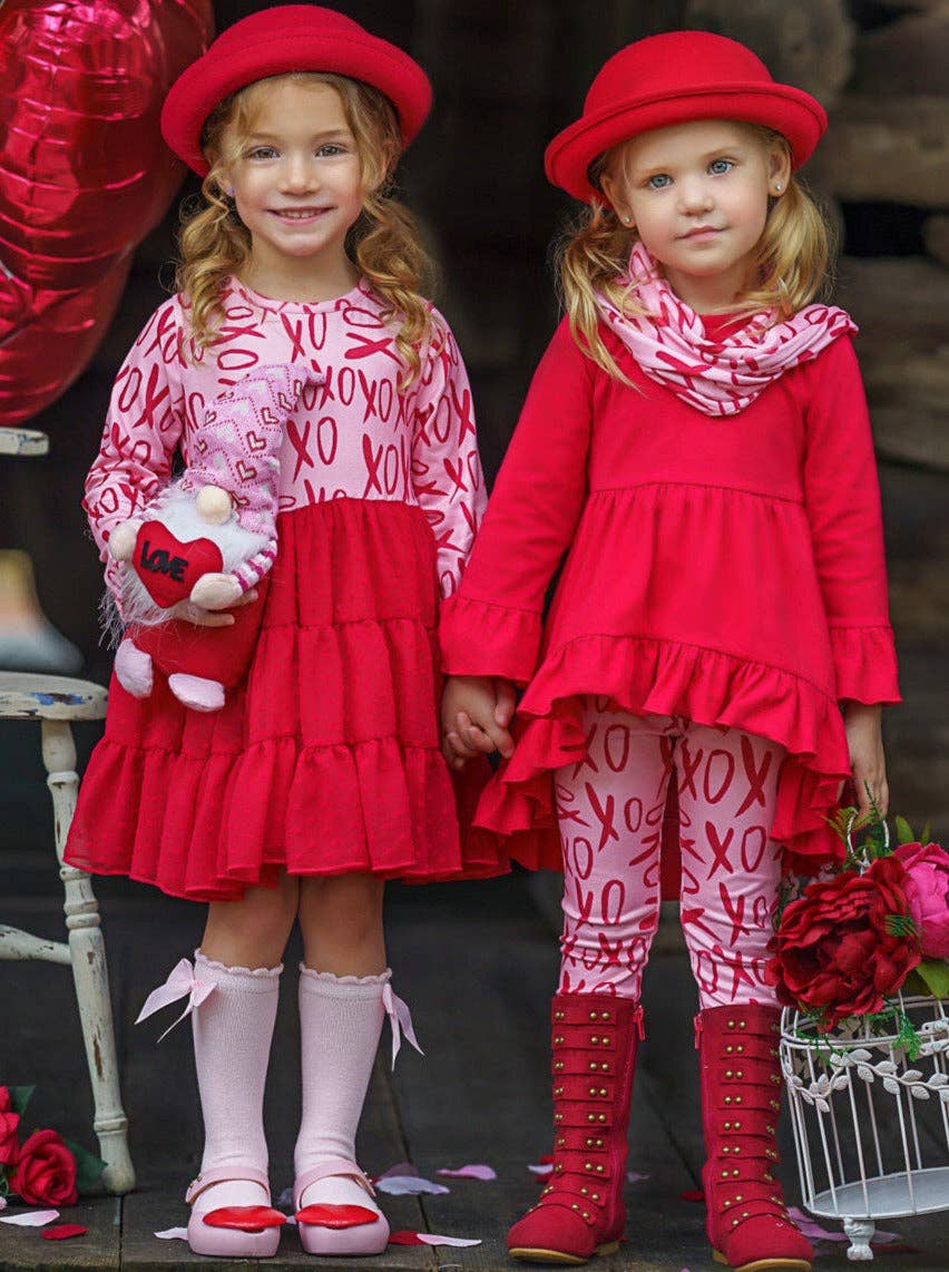 Red Sending You XOXOs Tunic, Scarf, & Legging Set for wholesale on Faire1
