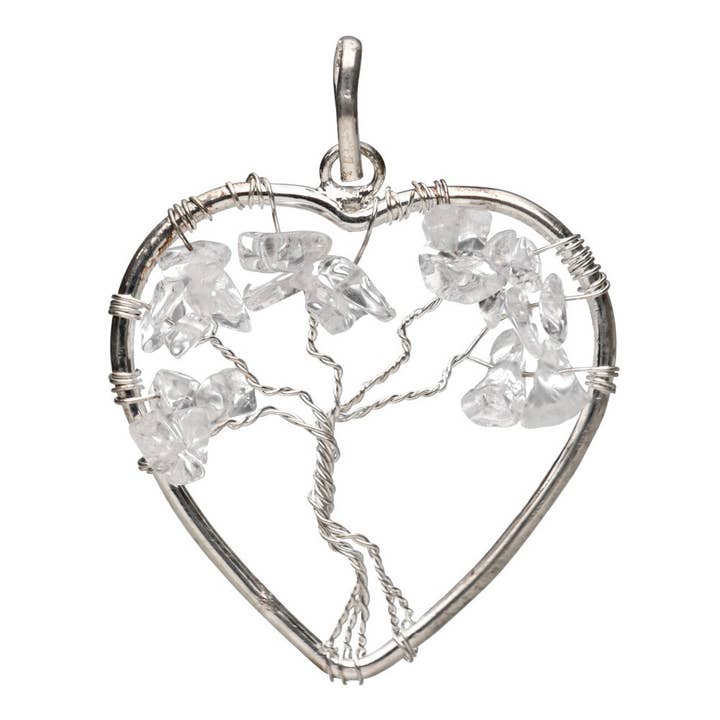 Pendentif Cœur Arbre de Vie en Quartz Plaqué Argent pour la vente par Vives de la Cortada S.L