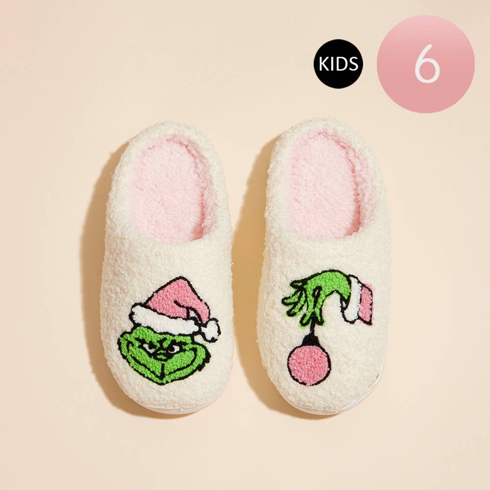 Sensibling Corp. - Wholesale Slippers - Kids - 6Pairs - Kids Christmas Grinch Home Slippers