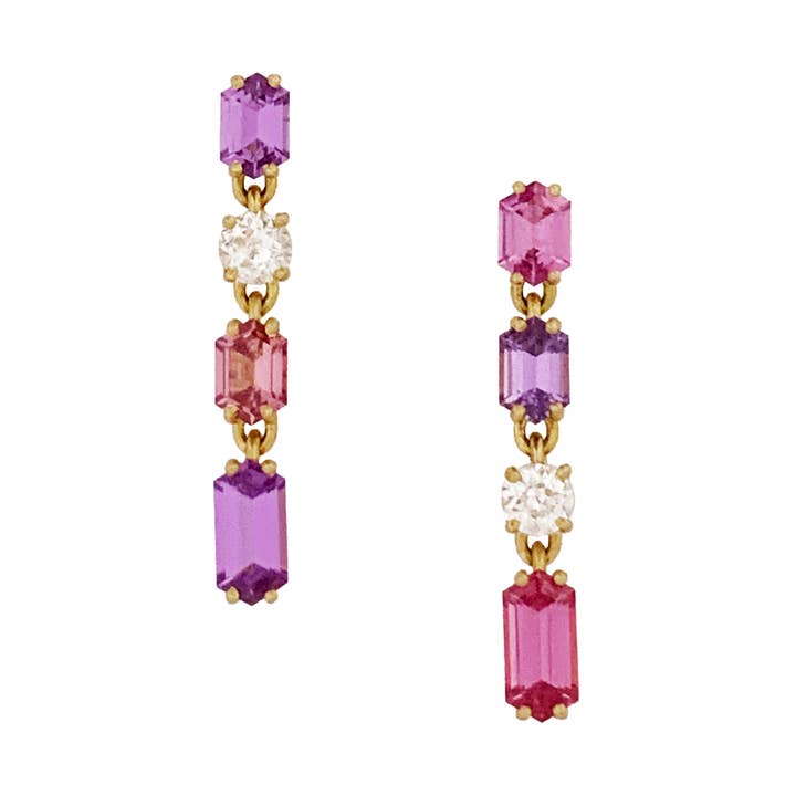 Big Day Earrings - Sapphire & Antique Diamond for wholesale by Olivve