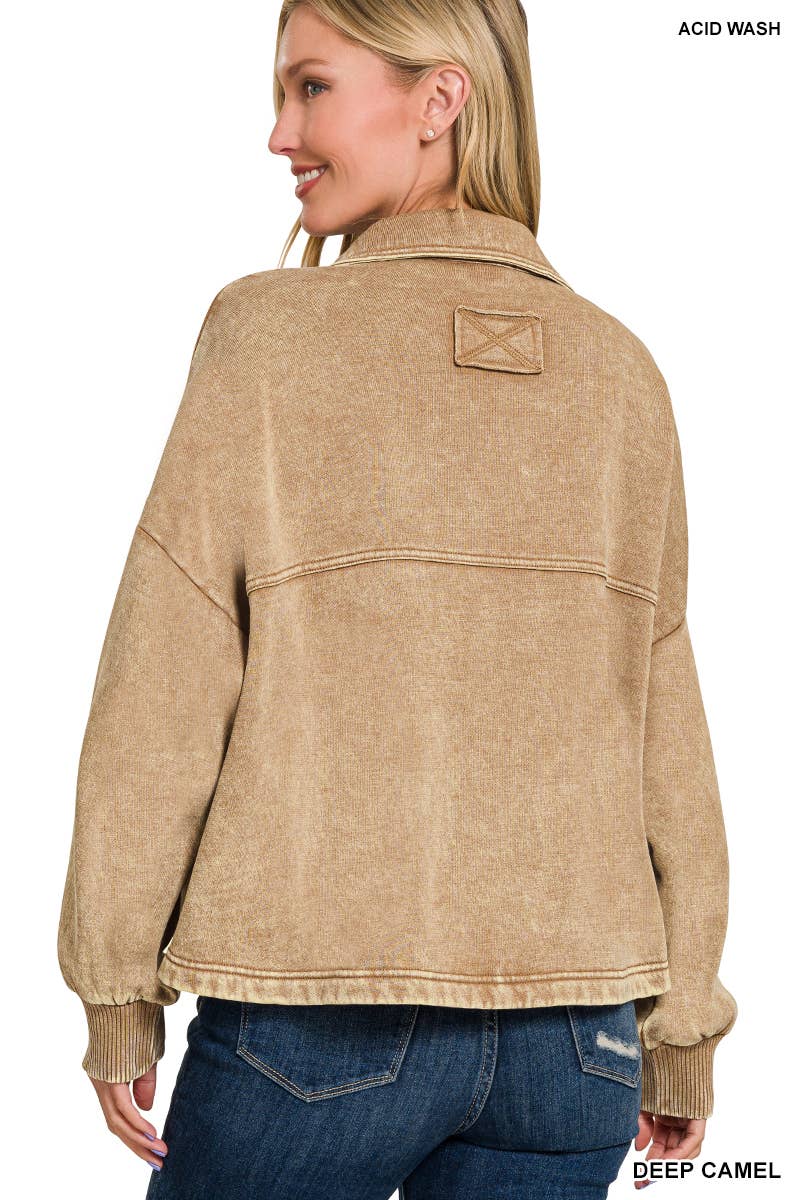 42POPS – Engroshandel Skjortejakke/shacket – til kvinder – ",,..SI-25336 Syrevasket Fleece Kort Jakke14