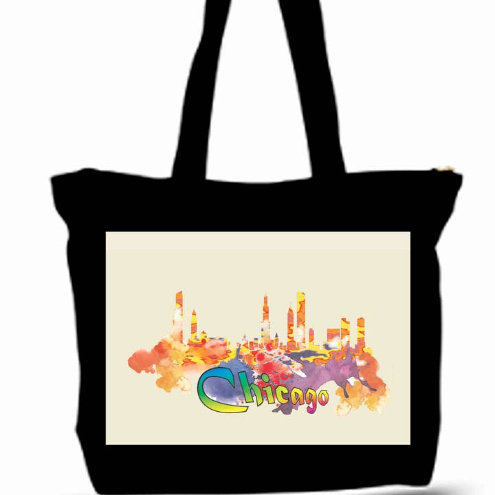 City of Chicago Skyline Painting Tote Grocery & Stuff Bag for wholesale by BMS BIZ