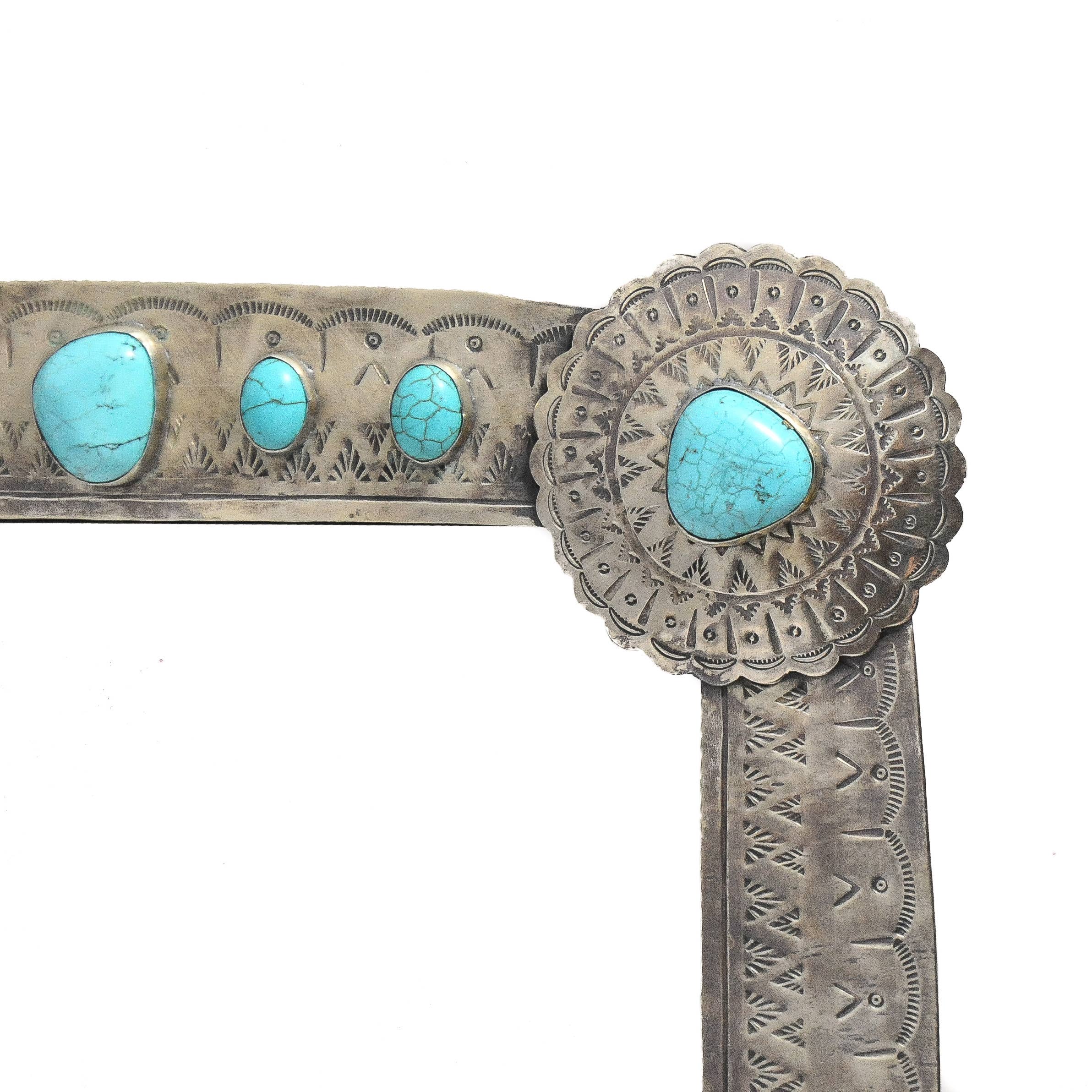 J.Alexander Rustic Silver - Vente Miroir de courtoisie - GRAND MIROIR DE COURTOISIE ESTAMPÉ WJA-009-T AVEC TURQ2