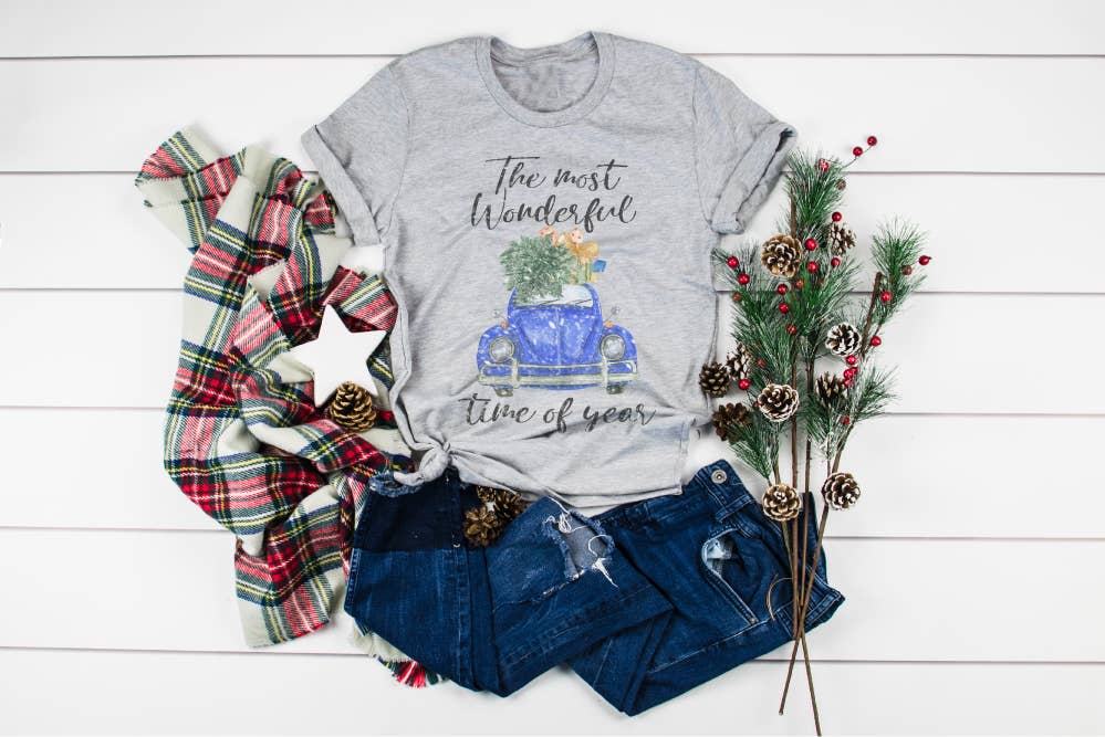 GLITTER AND GLAM - Wholesale Screen Printed T-Shirt - Women's - Most Wonderful Time of the Year Christmas Shirt0