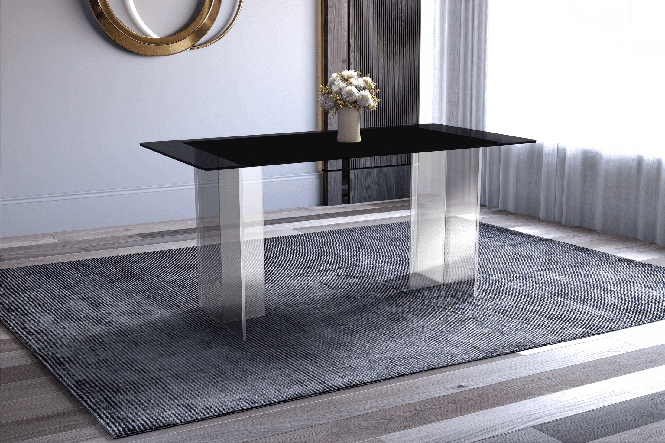 LeisureMod - Wholesale Side Table - Kova Rectangular Dining Table with Stone or Glass Top5
